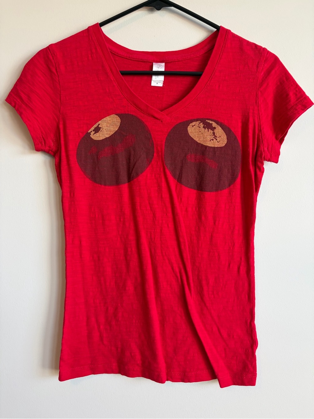 Women’s Red V-Neck Graphic Short Sleeve Tee Buckeyes